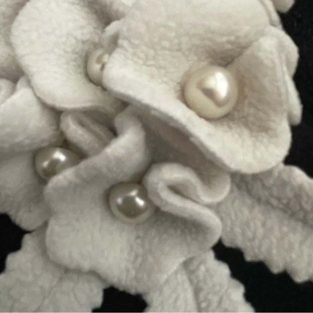 Mack & Co. Girls Luxury Black Fleece Coat with White Applique Flowers …